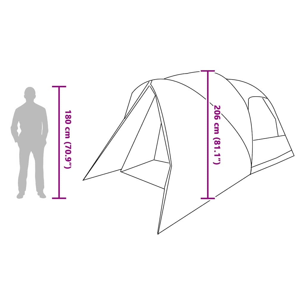 Šator kupola za 6 osoba s krovom Zelena 500 x 314 x 206 cm
