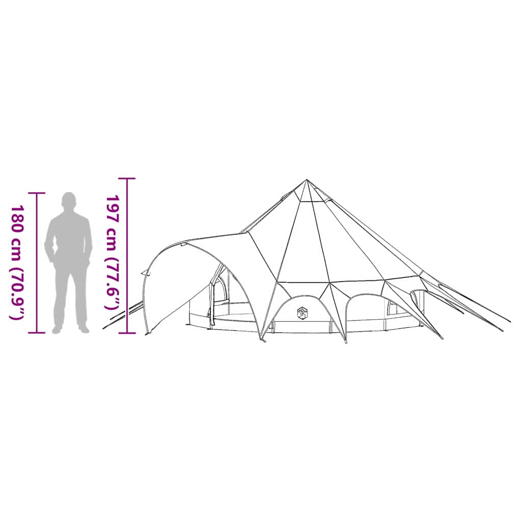 Teepee šator za 3 osobe Zelena i Siva 312 x 312 x 197 cm