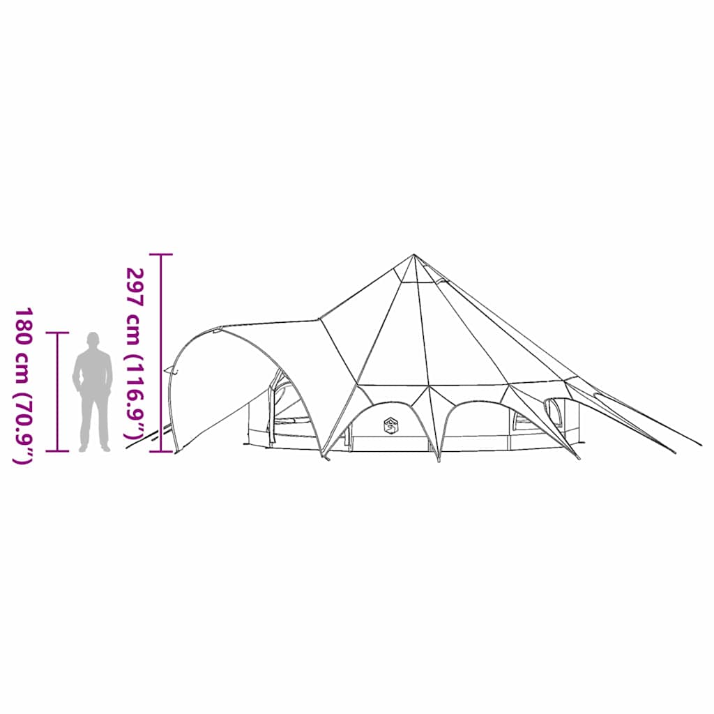 Teepee šator za 9 osoba Zelena i Siva 502 x 502 x 297 cm