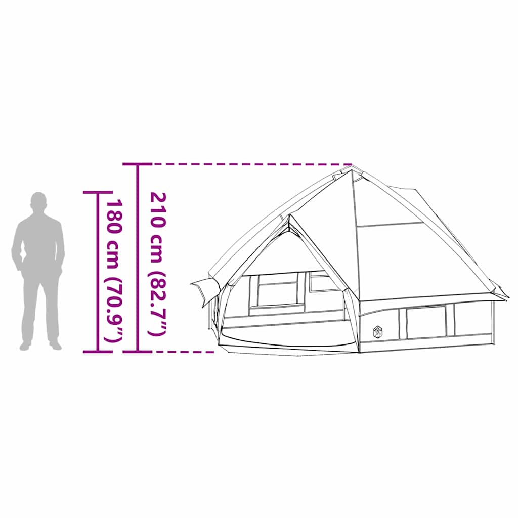 Teepee šator za 8 osoba Zelena i bijela 490 x 410 x 210 cm