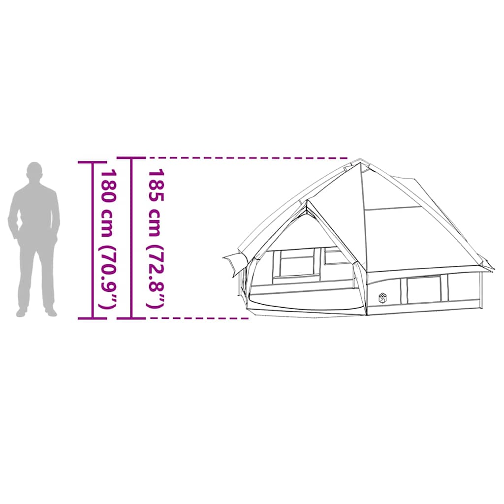 Teepee šator za 6 osoba Siva i narančasta 431 x 366 x 185 cm