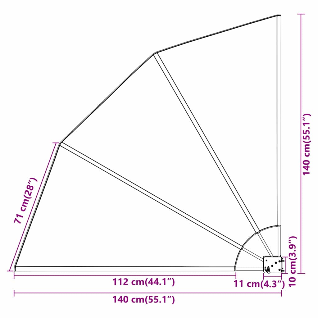 Zaslon za privatnost na balkonu 140 x 140 cm Poliester Crna