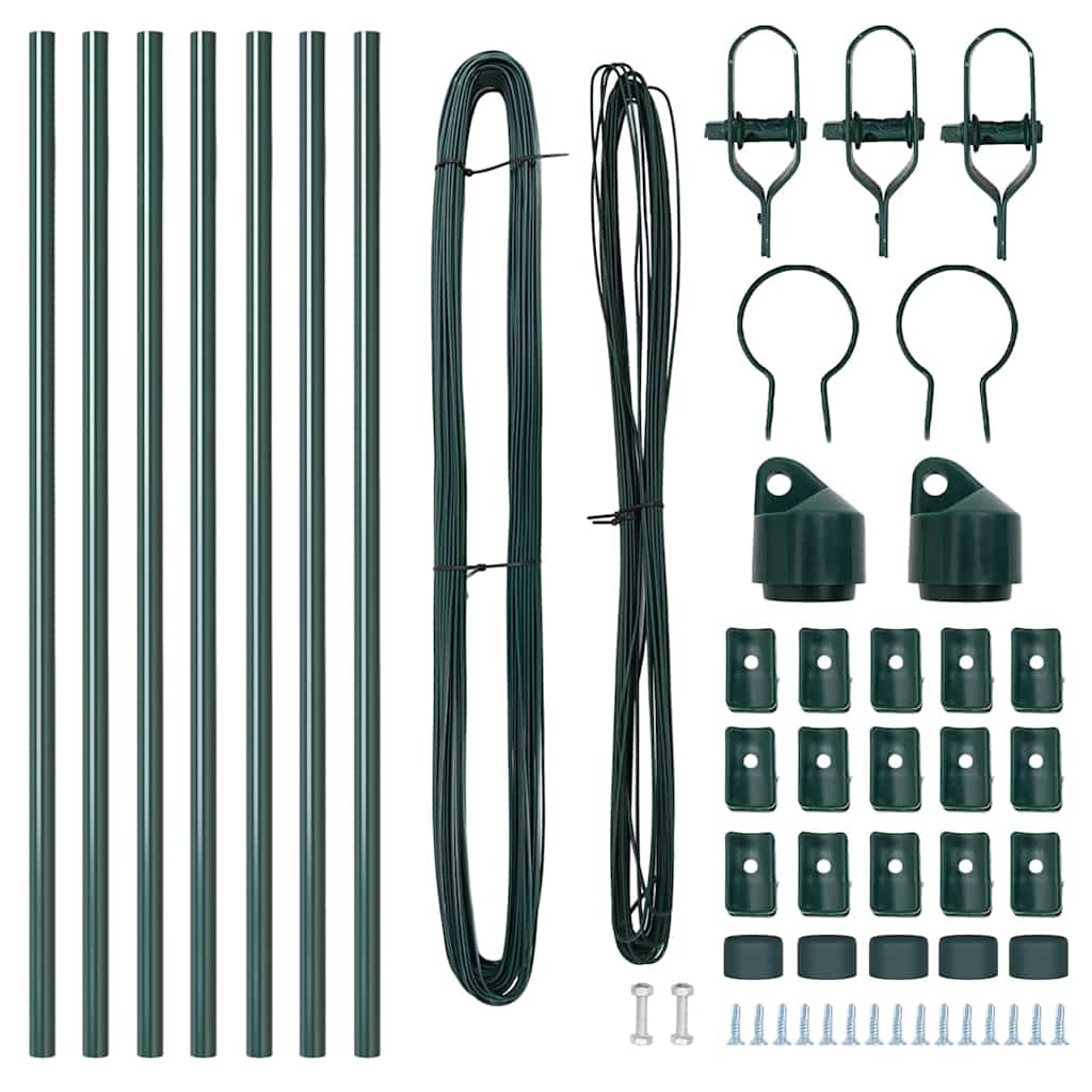 Stup za ogradu 7 pcs Zelena Čelik