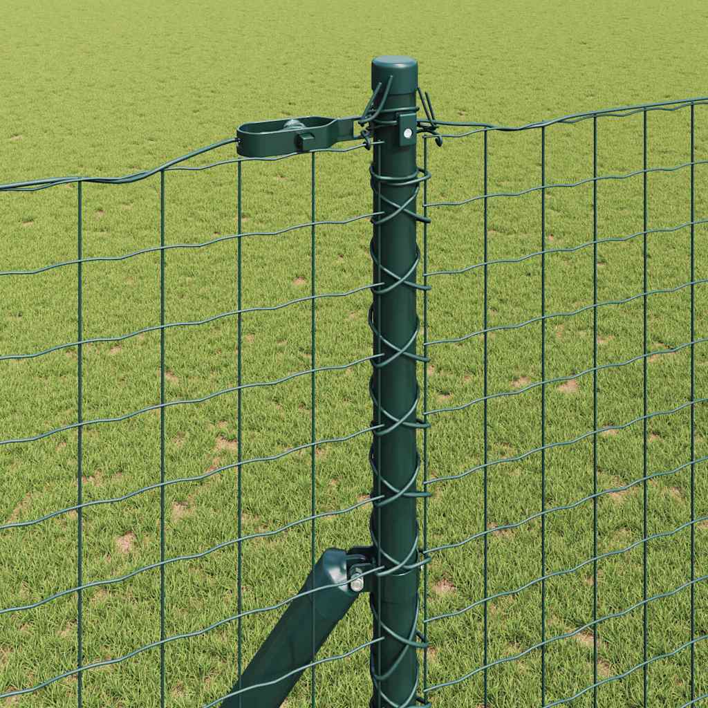 Ugrađeni stup za ogradu 7 kom. Zelena Čelik obložen prahom