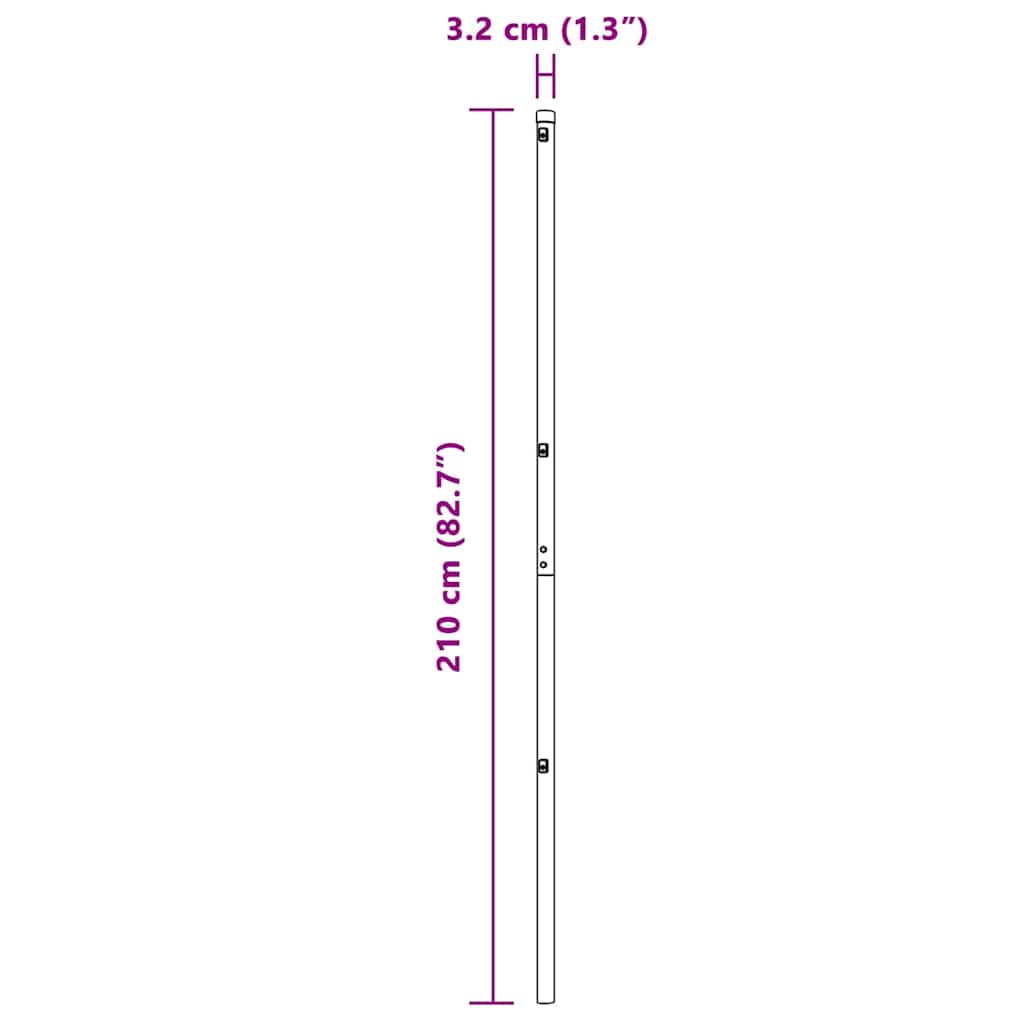 Ugrađeni stup za ogradu 7 pcs Srebrna Čelik obložen prahom