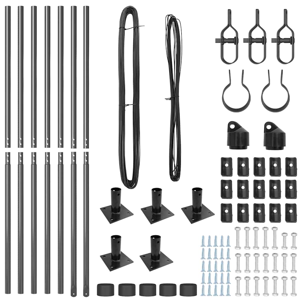 Stup za ogradu 7 pcs Siva Čelik