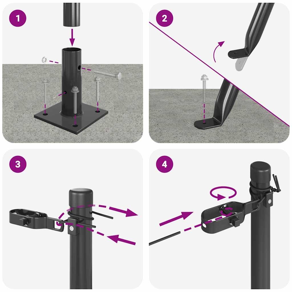 Stup za ogradu s betonskom bazom 13 kom. Siva