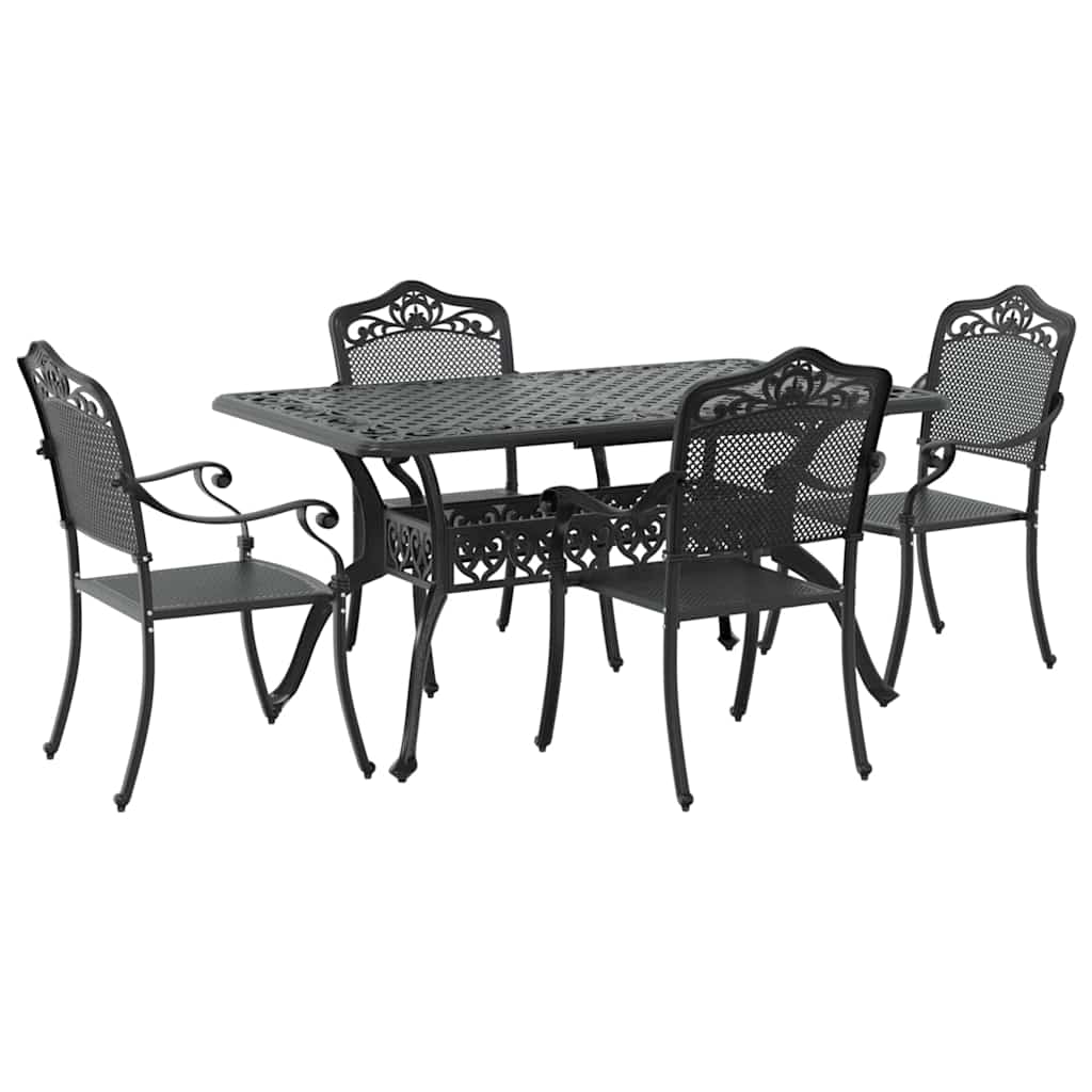 Vrtni set za objed 5 pcs Crna Aluminij