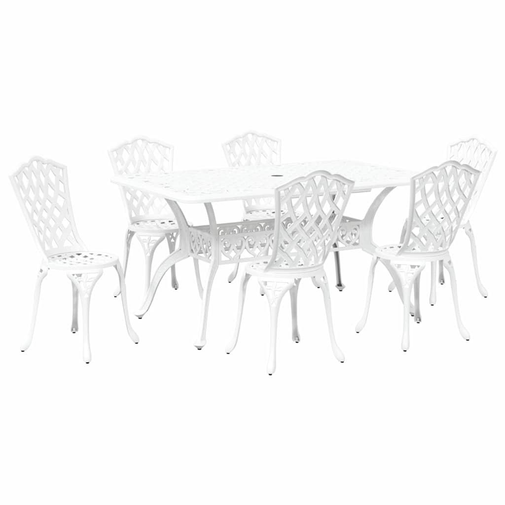 Vrtni set za objed 7 pcs Bijelo Aluminij