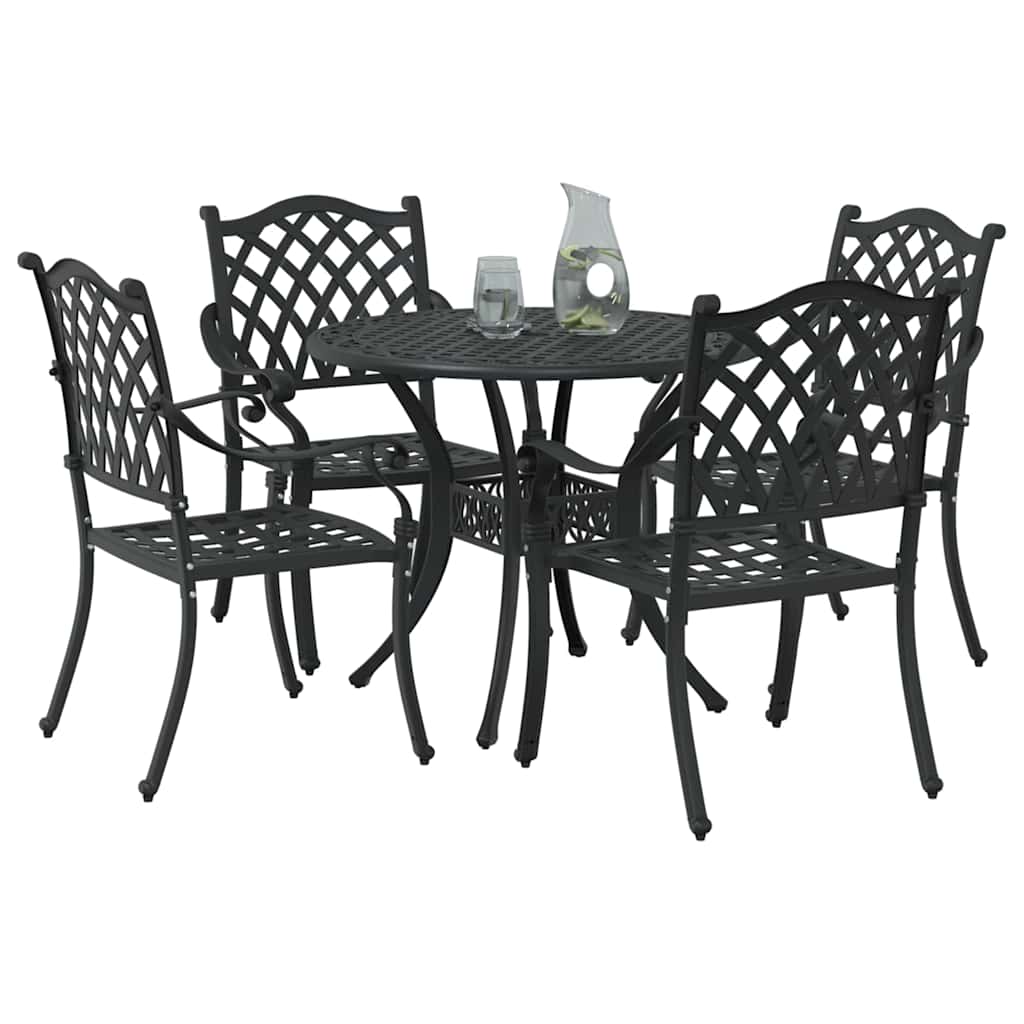 Vrtni set za objed 5 pcs Crna Aluminij