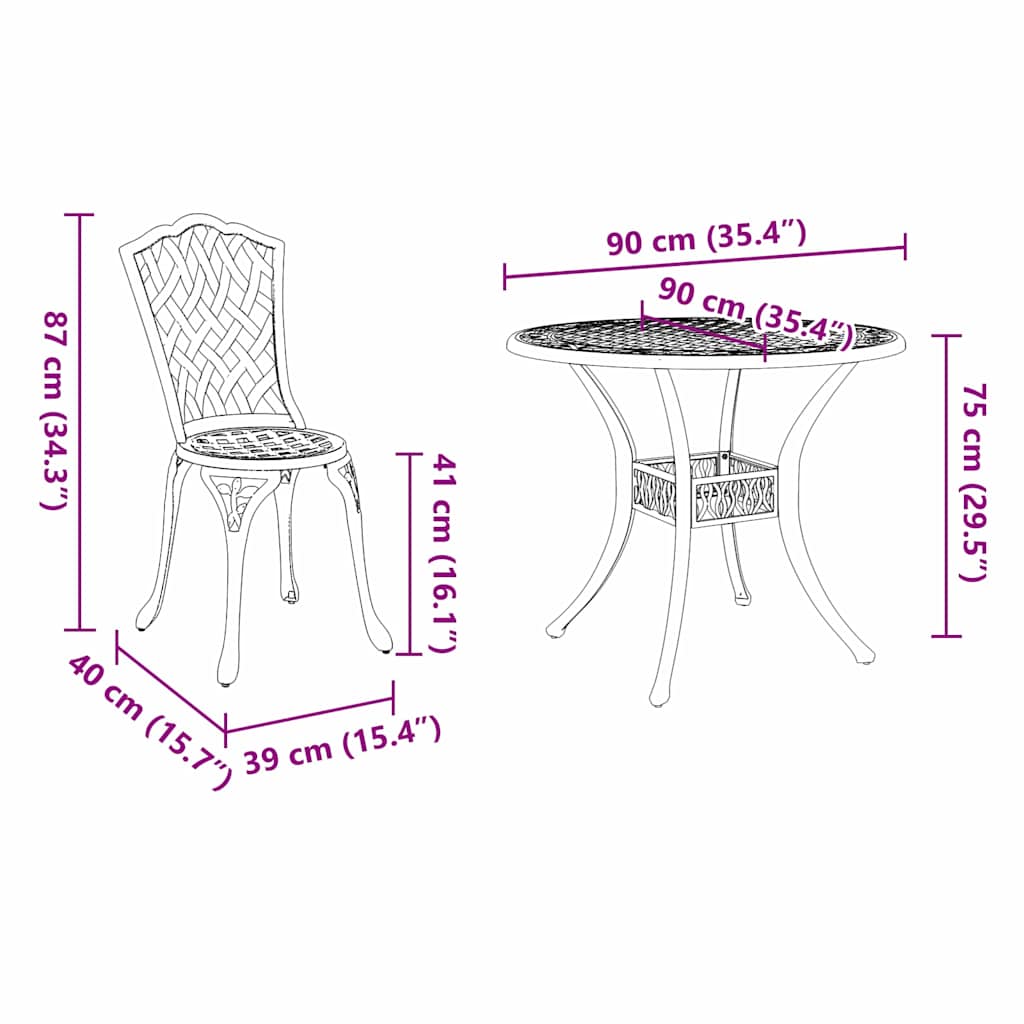Vrtni set za objed 5 pcs Zelena Aluminij