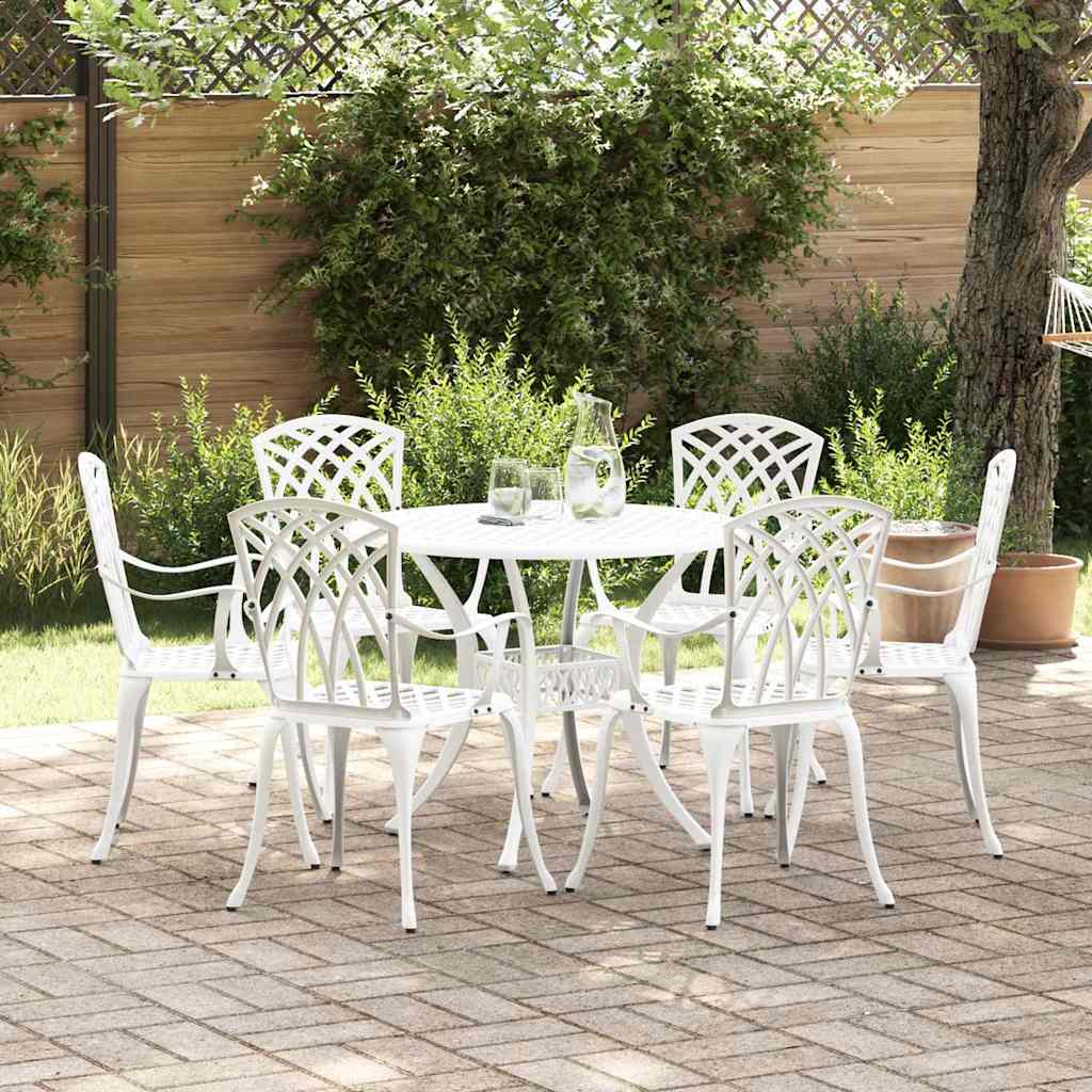 Vrtni set za objed 7 pcs Bijelo Aluminij