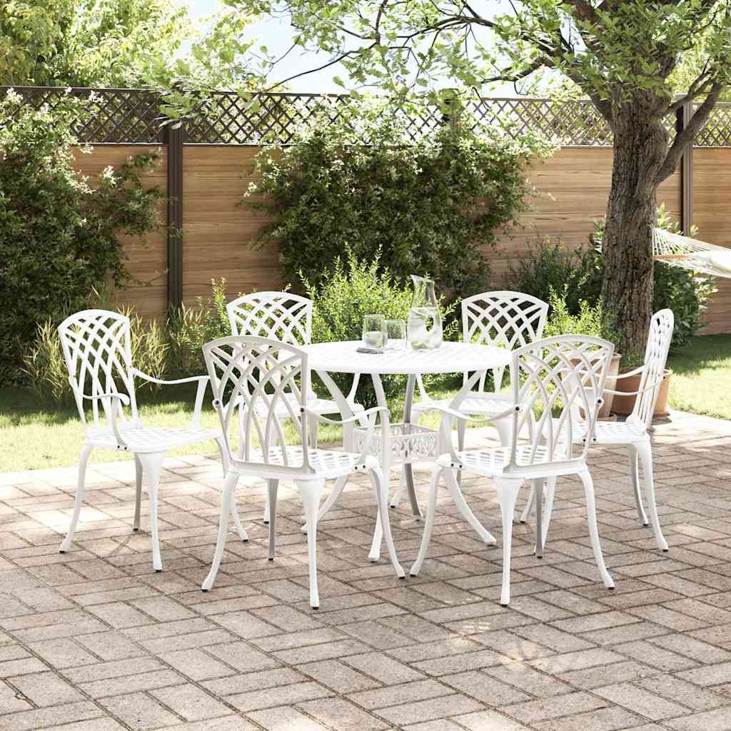 Vrtni set za objed 7 pcs Bijelo Aluminij