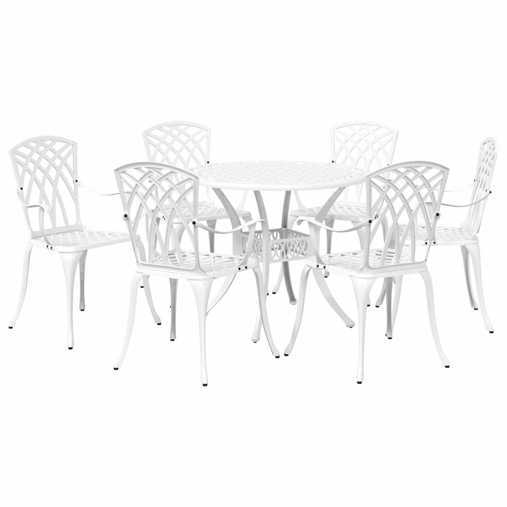 Vrtni set za objed 7 pcs Bijelo Aluminij
