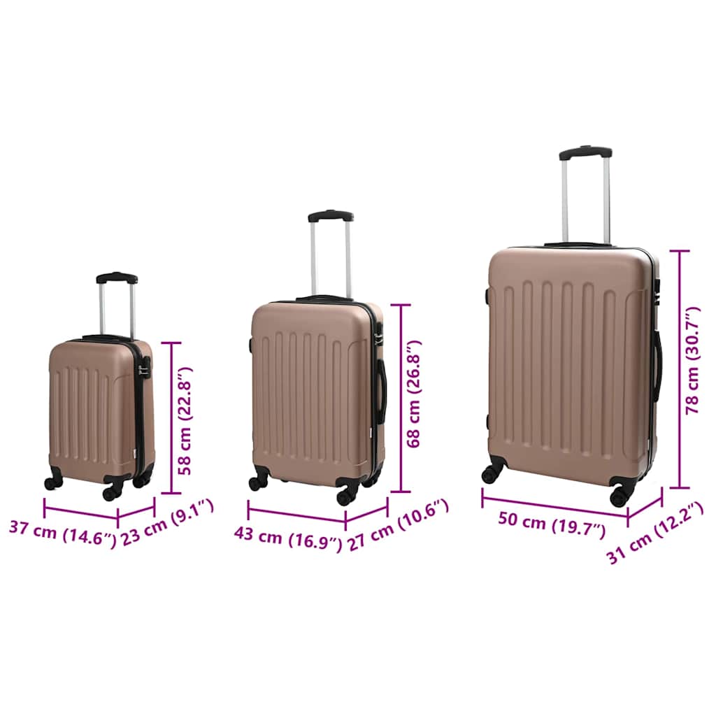 Kofer 3 pcs Ružičasto zlatni 50 x 31 x 78 cm ABS plastika