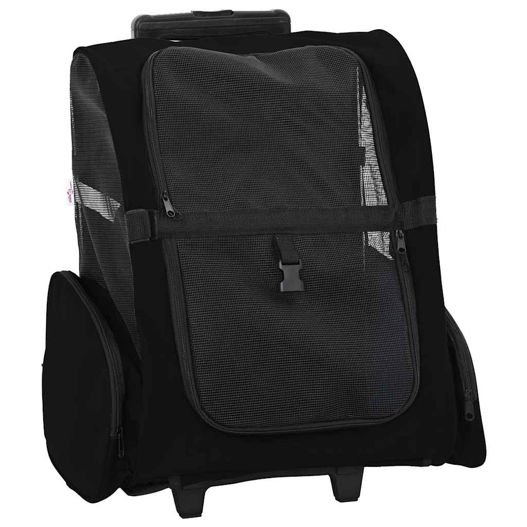 Kolica za kućne ljubimce 3-u-1 dizajn crna 48x32x(57-106) cm Oxford tkanina
