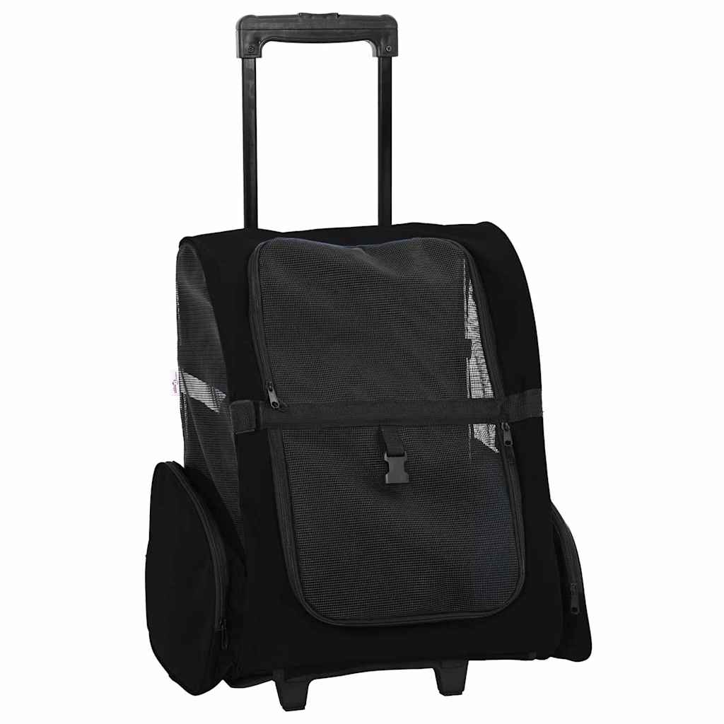 Kolica za kućne ljubimce 3-u-1 dizajn crna 48x32x(57-106) cm Oxford tkanina