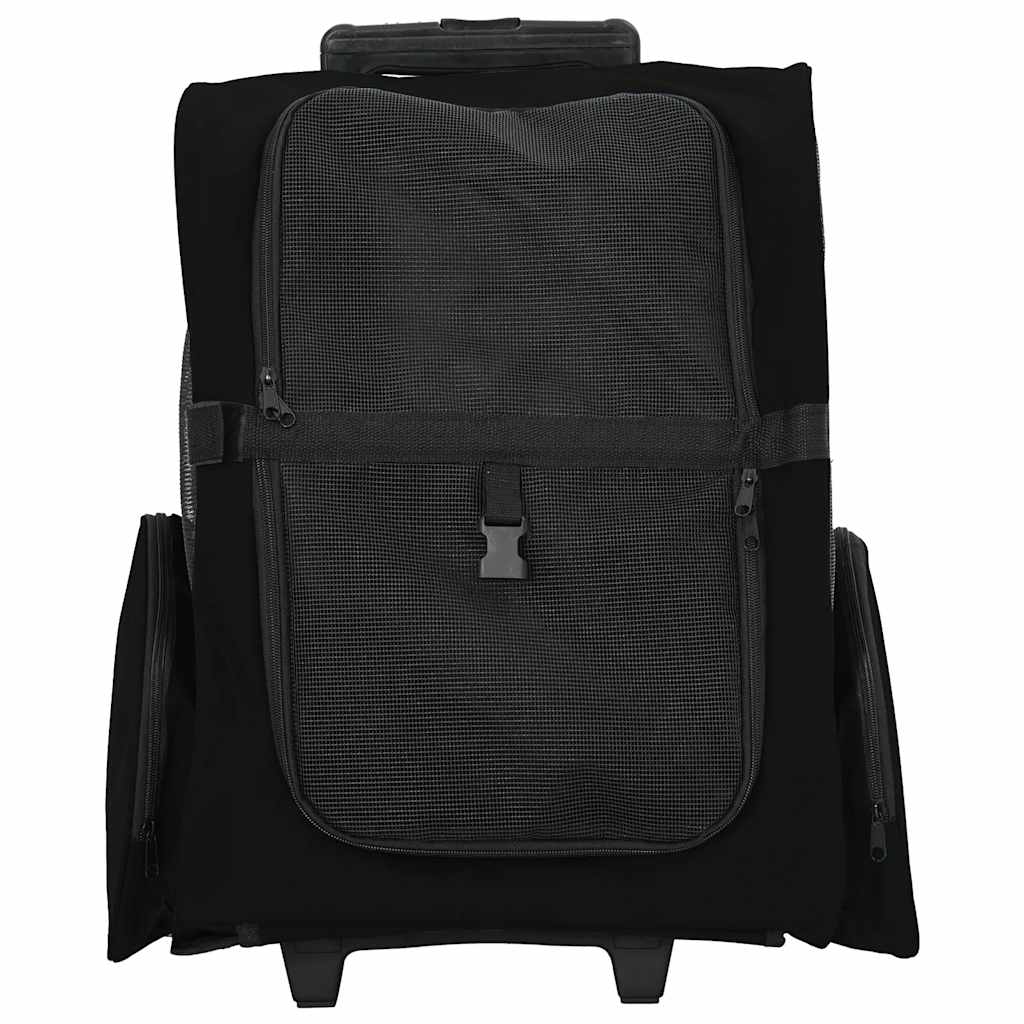 Kolica za kućne ljubimce 3-u-1 dizajn crna 48x32x(57-106) cm Oxford tkanina