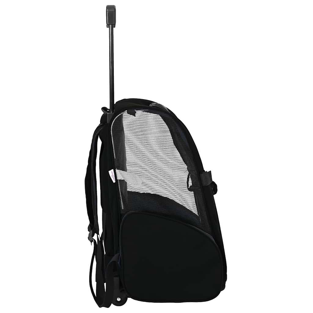 Kolica za kućne ljubimce 3-u-1 dizajn crna 48x32x(57-106) cm Oxford tkanina