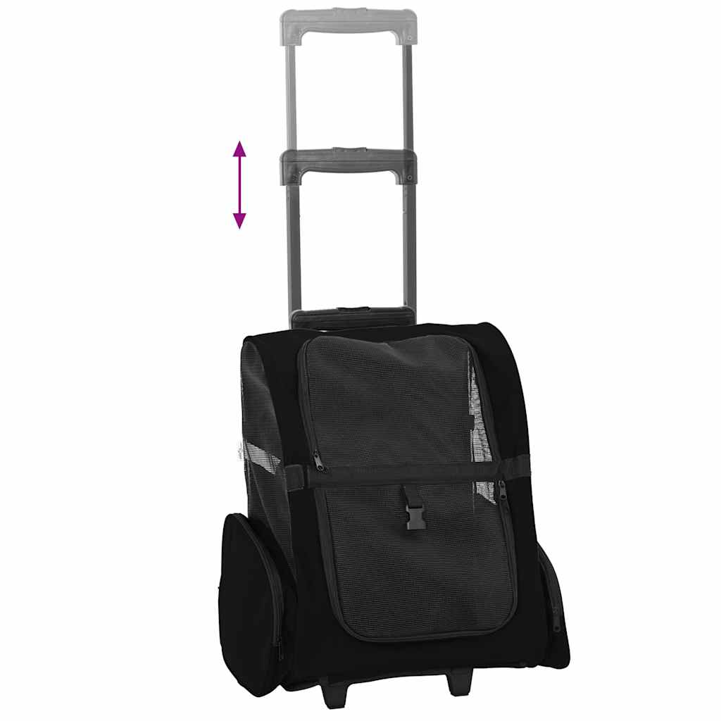 Kolica za kućne ljubimce 3-u-1 dizajn crna 48x32x(57-106) cm Oxford tkanina