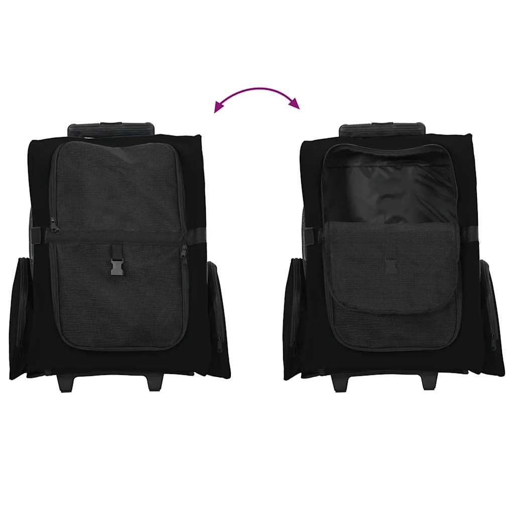 Kolica za kućne ljubimce 3-u-1 dizajn crna 48x32x(57-106) cm Oxford tkanina