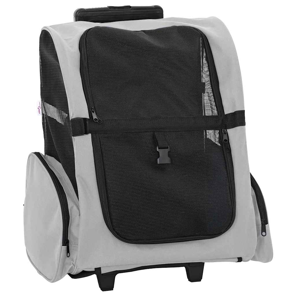 Kolica za kućne ljubimce 3-u-1 Dizajn Siva 48x32x(57-106) cm Oxford tkanina