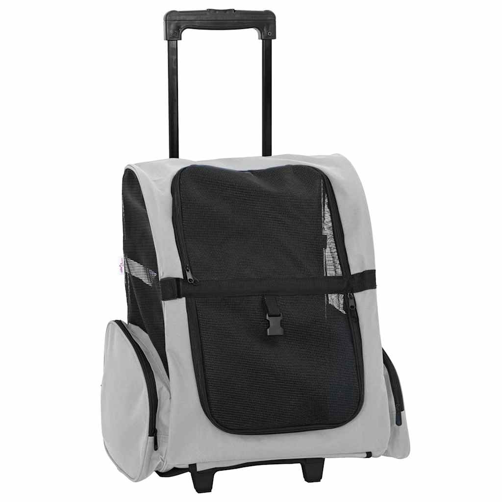 Kolica za kućne ljubimce 3-u-1 Dizajn Siva 48x32x(57-106) cm Oxford tkanina