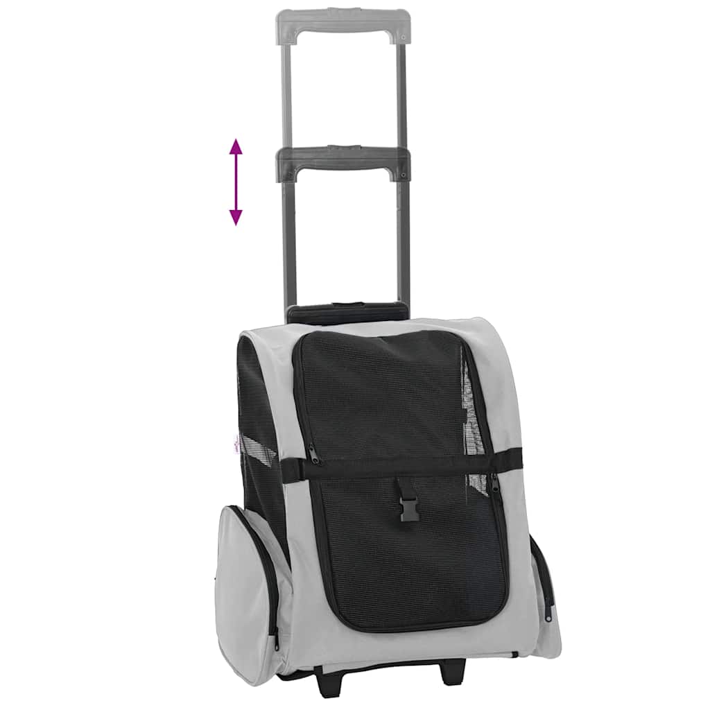 Kolica za kućne ljubimce 3-u-1 Dizajn Siva 48x32x(57-106) cm Oxford tkanina