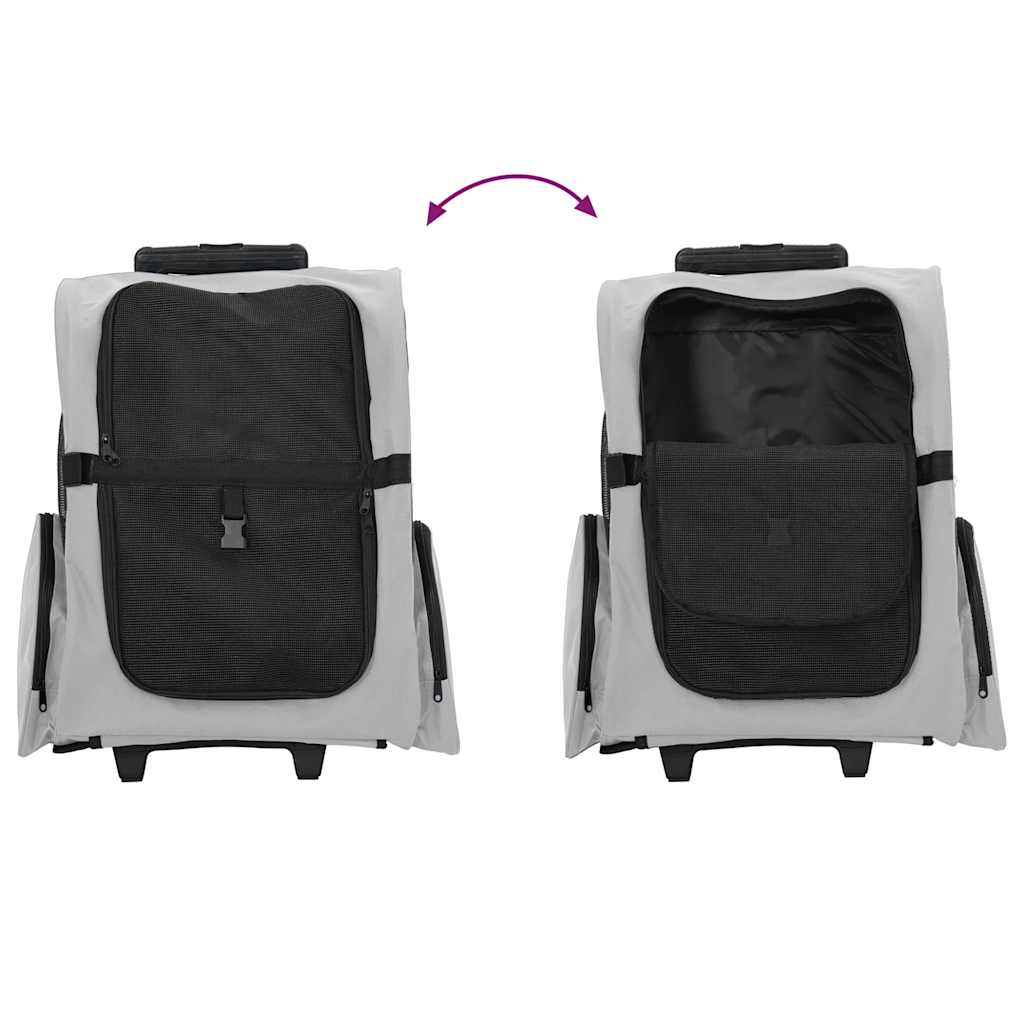 Kolica za kućne ljubimce 3-u-1 Dizajn Siva 48x32x(57-106) cm Oxford tkanina