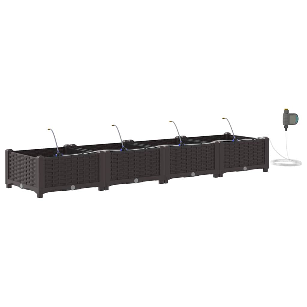 Vrtna saksija 4 pcs Smeđa 160 x 40 x 22 cm Plastika