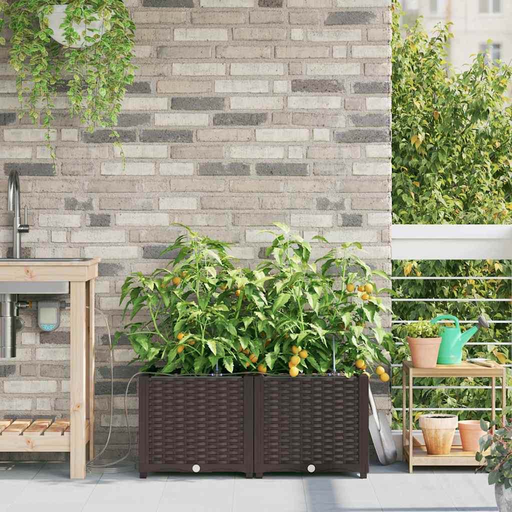 Vrtna saksija 2 pcs Smeđa 80 x 40 x 37,5 cm Plastika