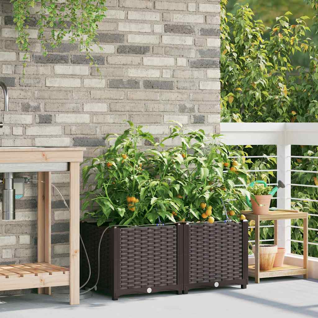 Vrtna saksija 2 pcs Smeđa 80 x 40 x 37,5 cm Plastika