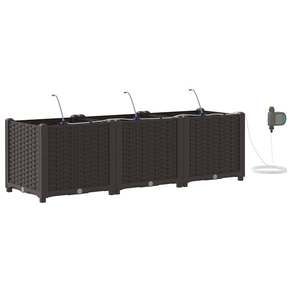 Vrtna saksija 3 pcs Smeđa 120 x 40 x 37,5 cm Plastika