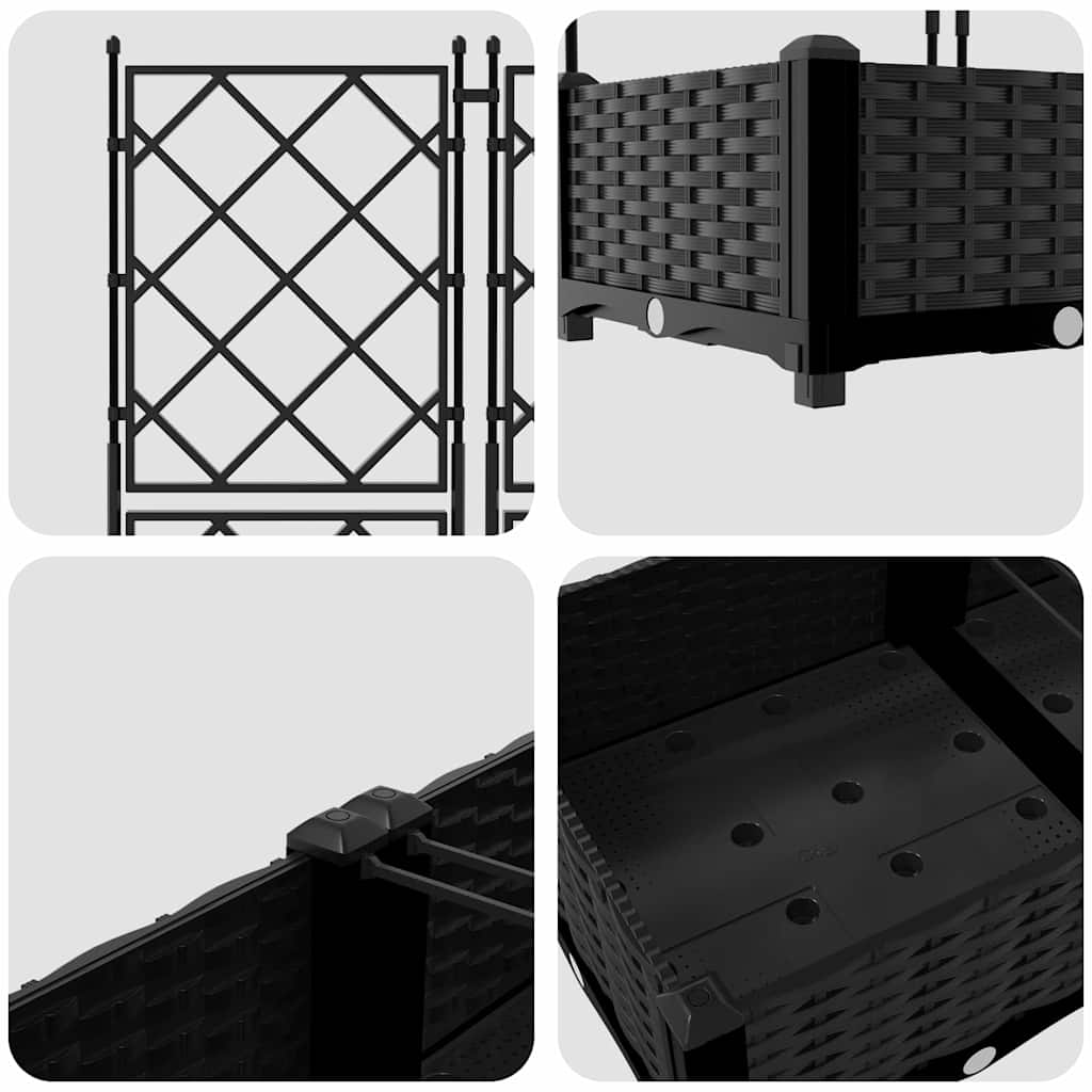 Vrtna saksija 2 pcs Crna 80 x 40 x 125,5 cm Plastika