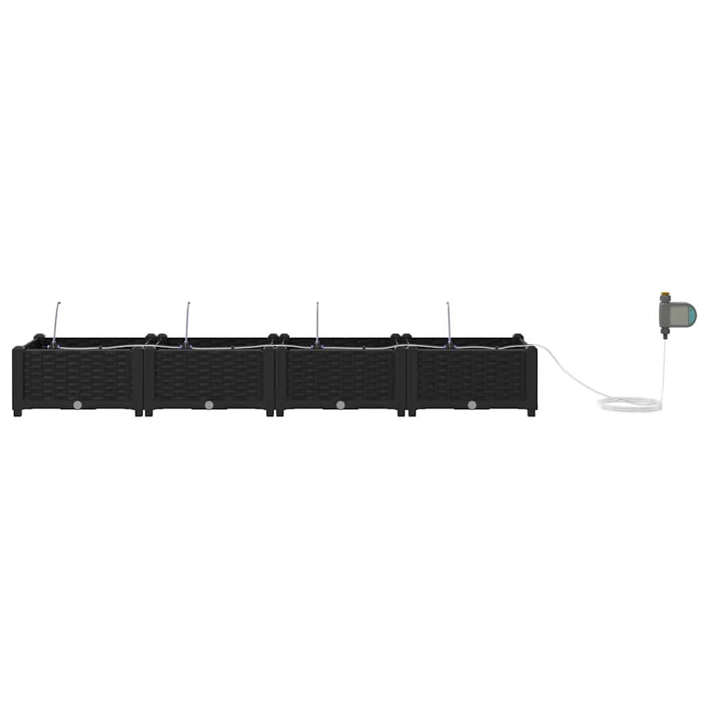 Vrtna saksija 4 pcs Crna 160 x 40 x 22 cm Plastika