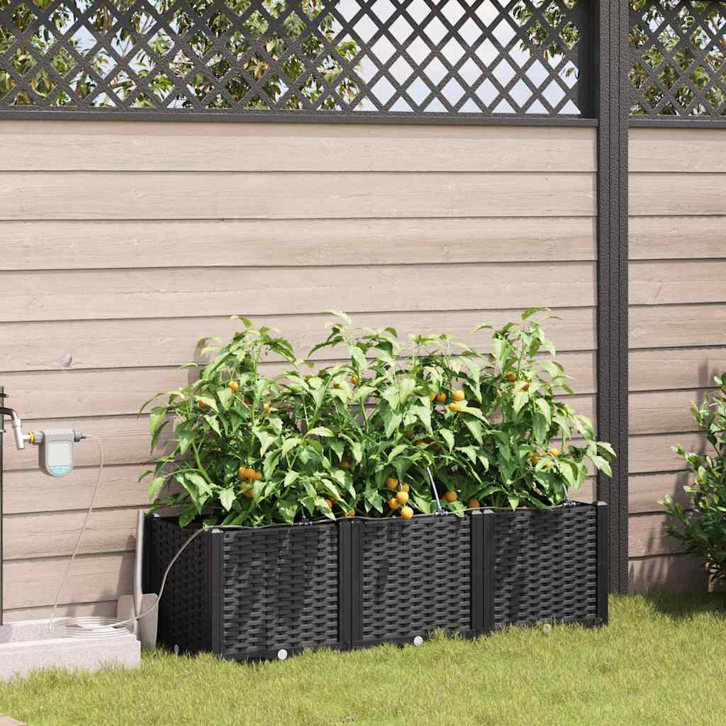 Vrtna saksija 3 pcs Crna 120 x 40 x 37,5 cm Plastika