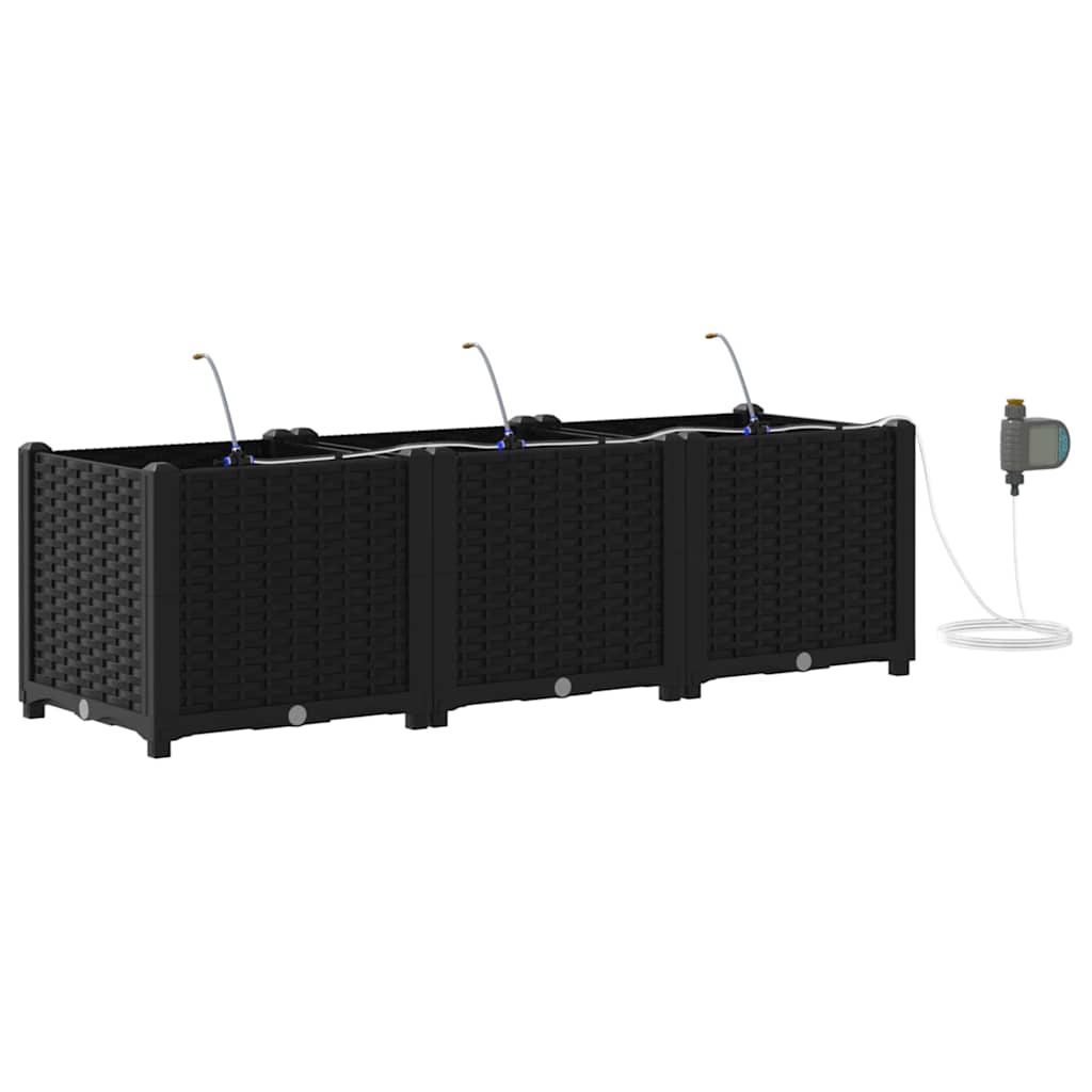 Vrtna saksija 3 pcs Crna 120 x 40 x 37,5 cm Plastika