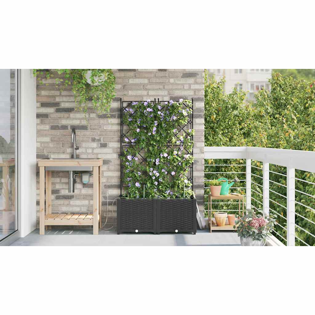 Vrtna saksija 2 pcs Crna 80 x 40 x 142 cm Plastika