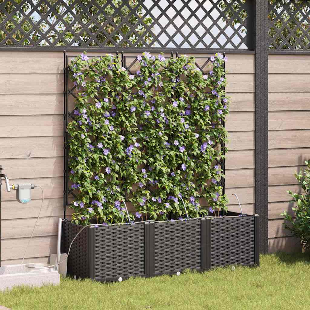 Vrtna saksija 3 pcs Crna 120 x 40 x 142 cm Plastika