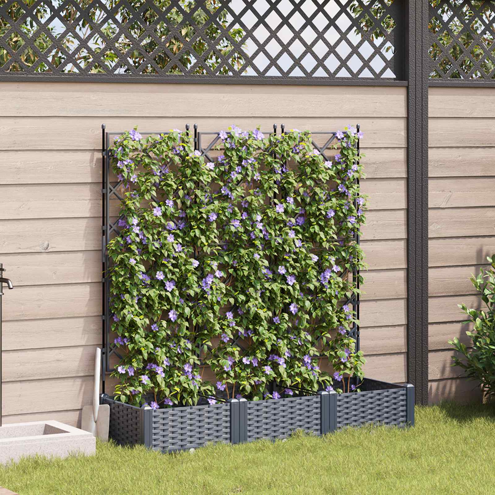 Vrtna saksija 3 pcs Sivi 120 x 40 x 125,5 cm Plastika