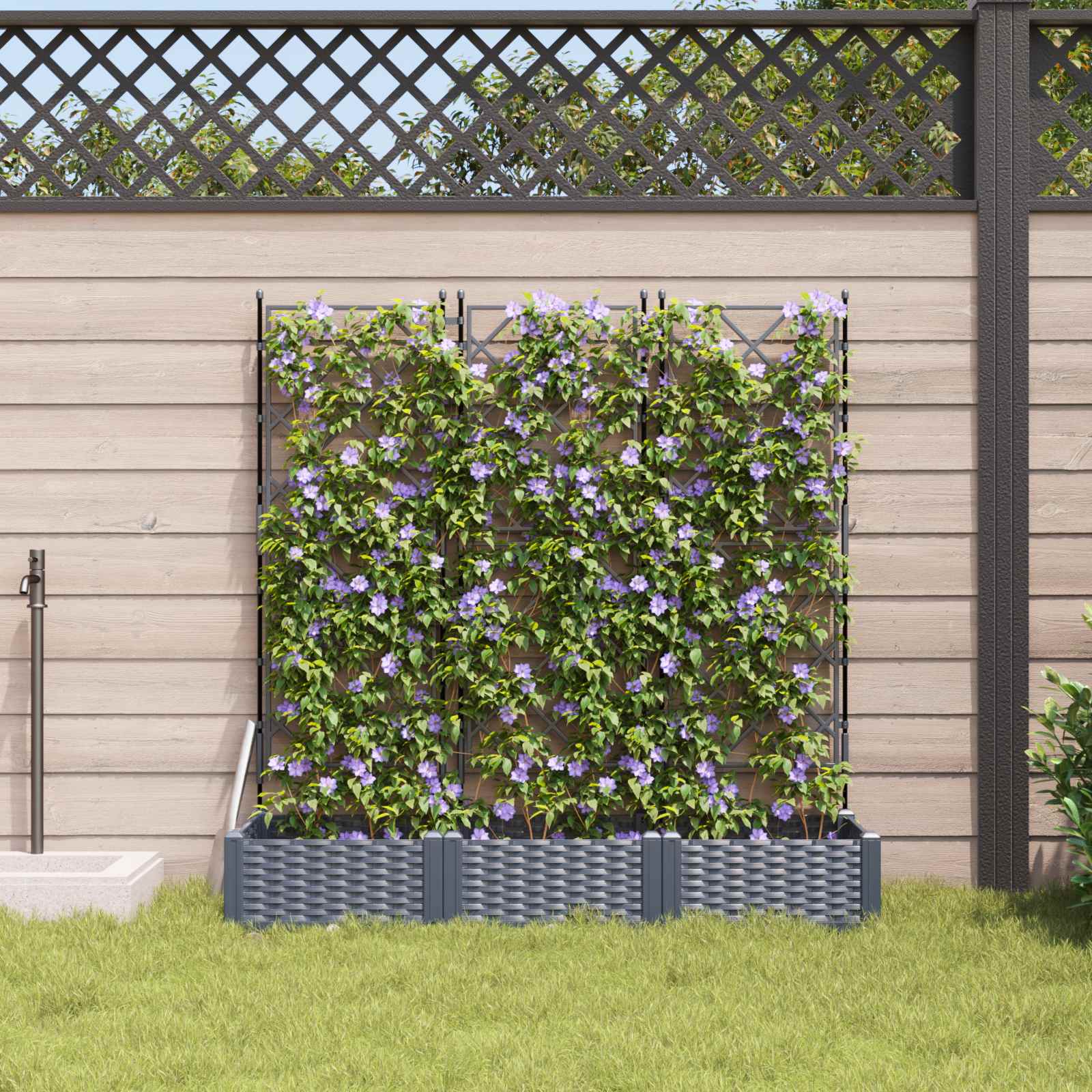 Vrtna saksija 3 pcs Sivi 120 x 40 x 125,5 cm Plastika