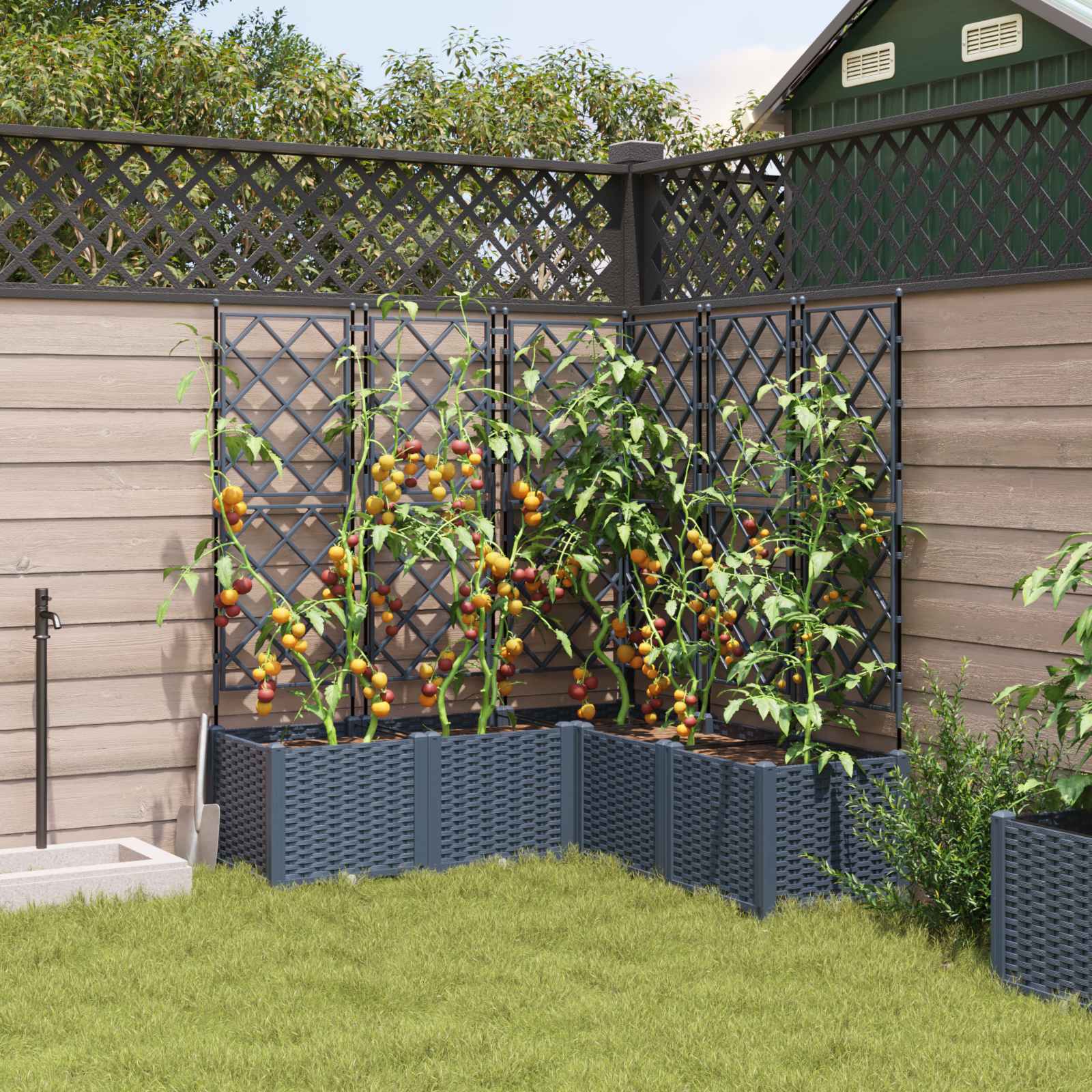 Vrtna saksija 5 pcs Sivi 120 x 120 x 143 cm Plastika
