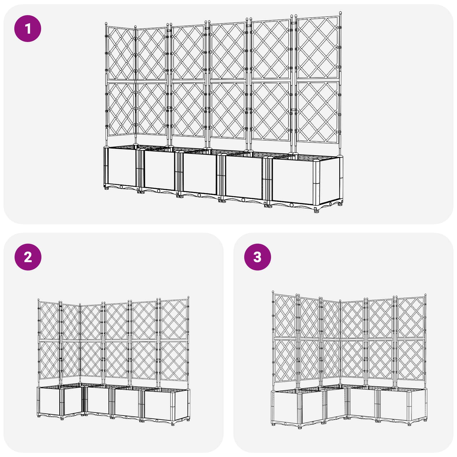 Vrtna saksija 5 pcs Sivi 120 x 120 x 143 cm Plastika