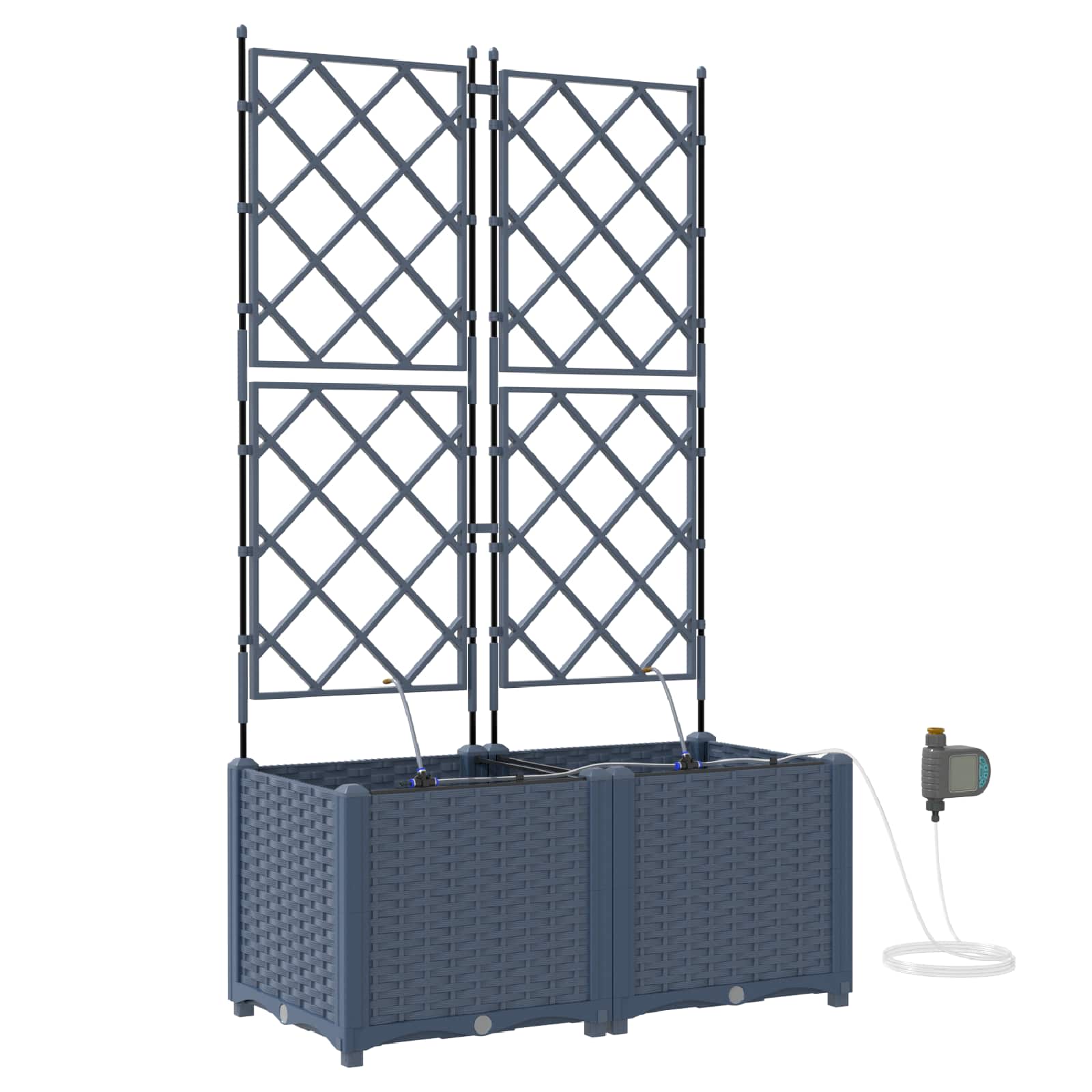 Vrtna saksija 2 pcs Sivi 80 x 40 x 142 cm Plastika