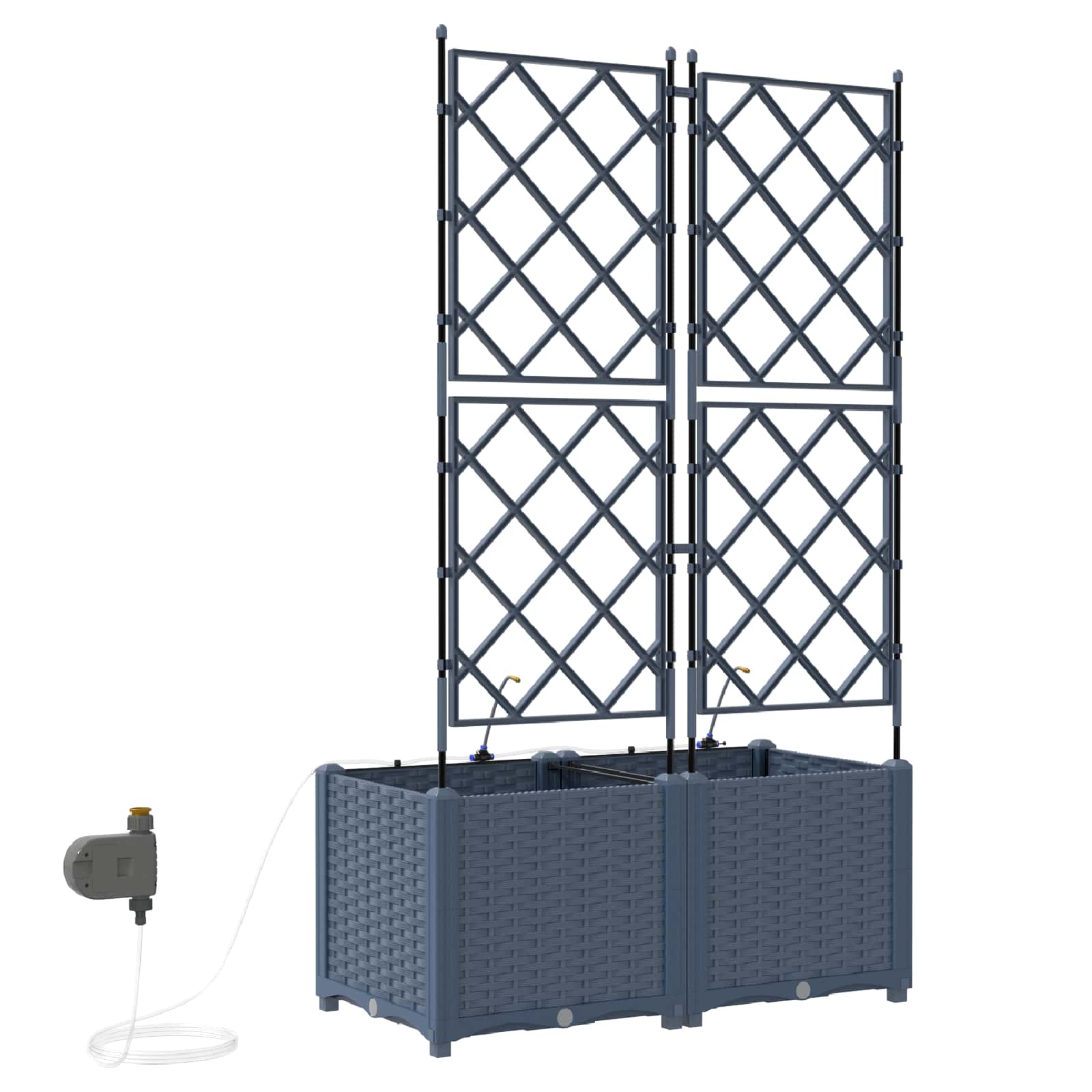Vrtna saksija 2 pcs Sivi 80 x 40 x 142 cm Plastika