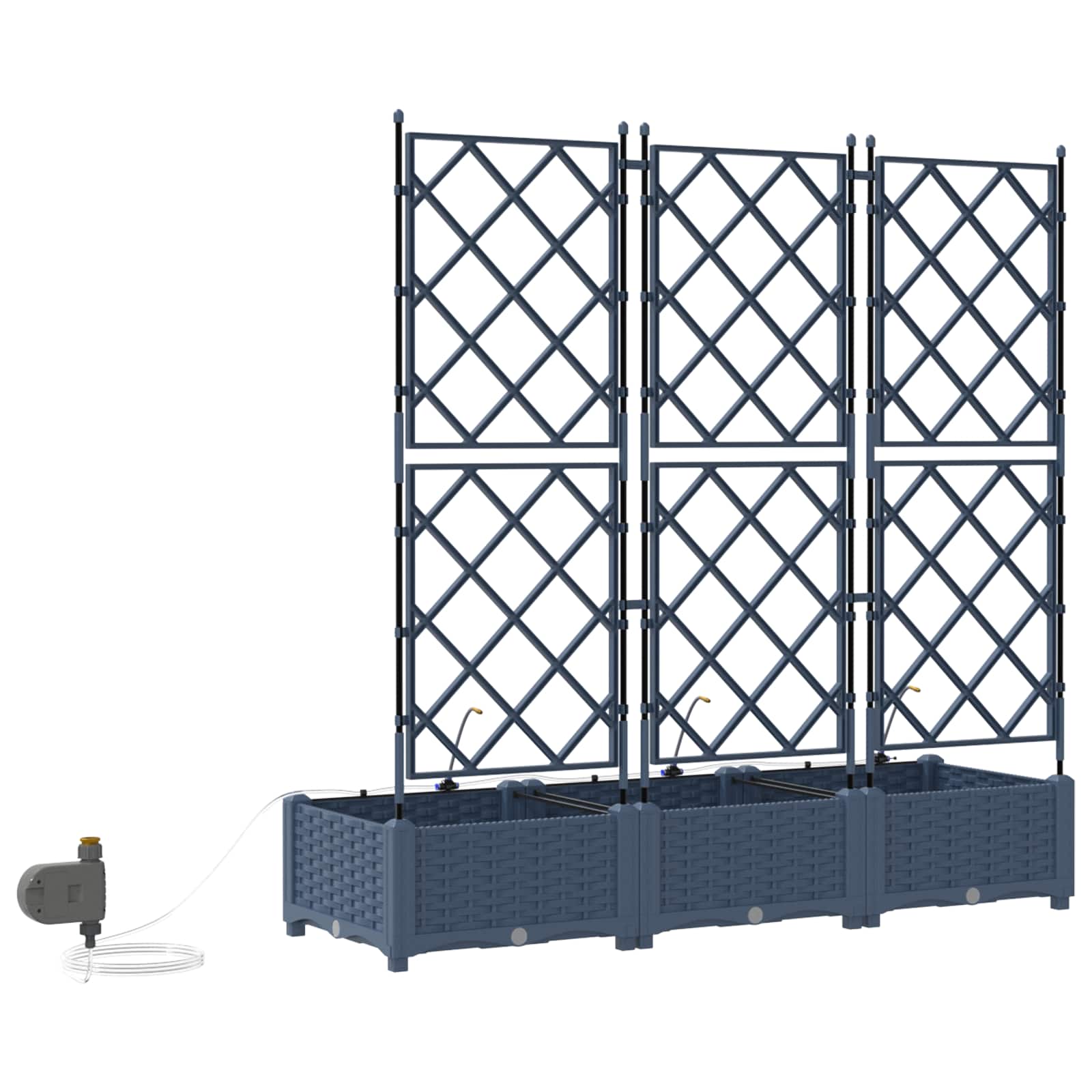 Vrtna saksija 3 pcs Sivi 120 x 40 x 126 cm Plastika