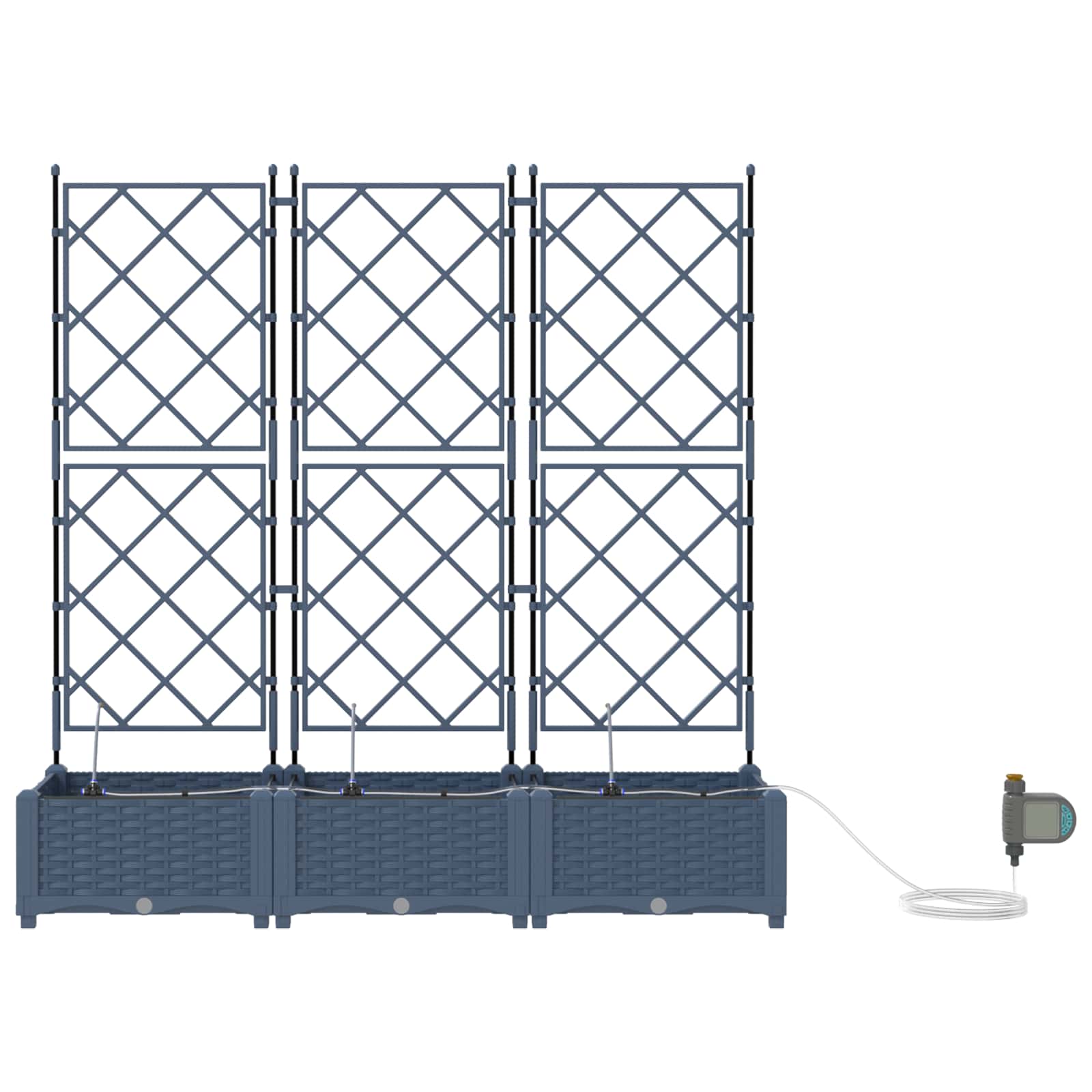 Vrtna saksija 3 pcs Sivi 120 x 40 x 126 cm Plastika