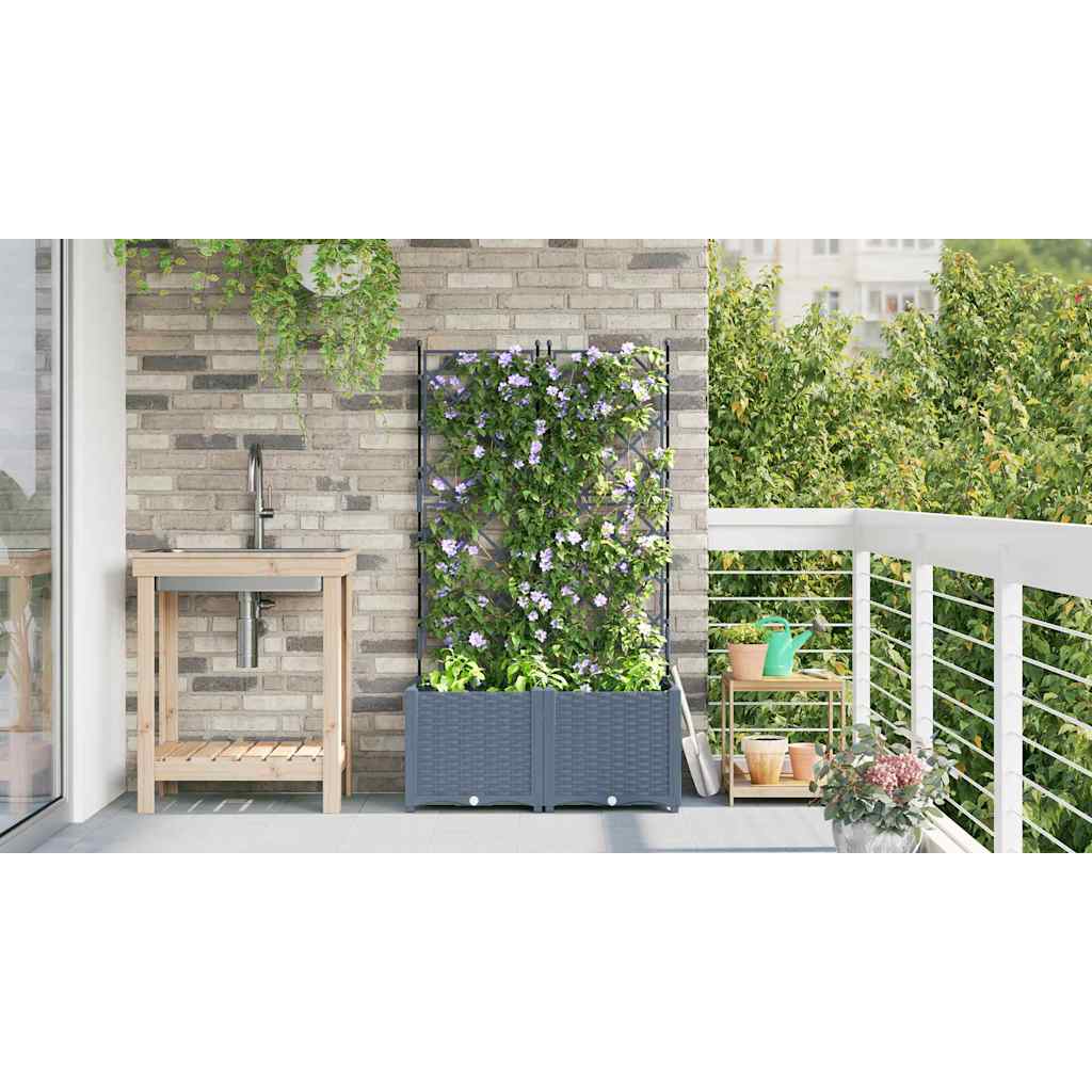 Vrtna saksija 2 pcs Svijetlo siva 80 x 40 x 143 cm Plastika
