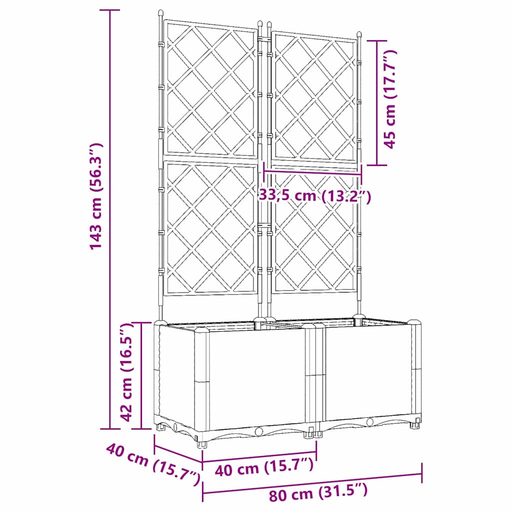 Vrtna saksija 2 pcs Svijetlo siva 80 x 40 x 143 cm Plastika