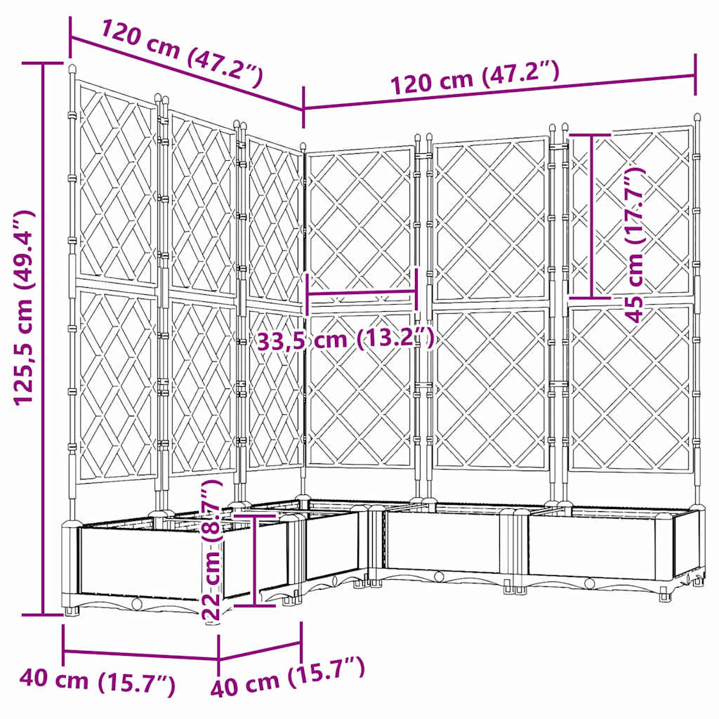 Vrtna saksija 5 pcs Svijetlo siva 120 x 120 x 125,5 cm Plastika